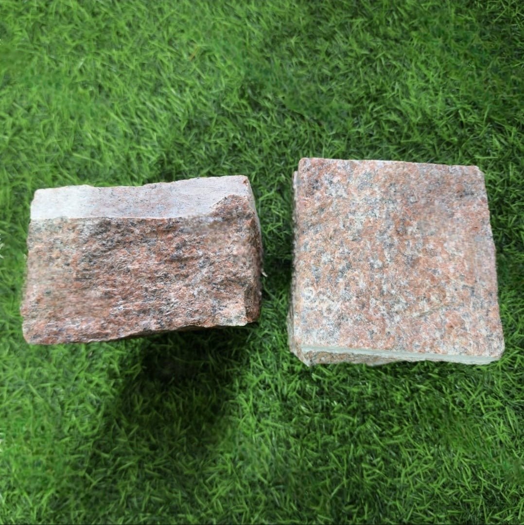 Premium Granite Red Machine Cut Cobble Stones