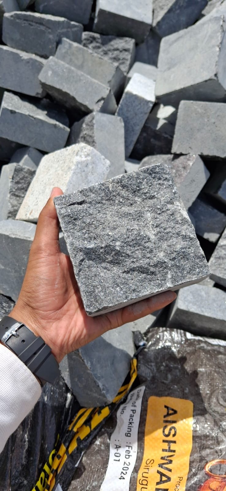 Premium Granite Black Machine Cut Cobble stones